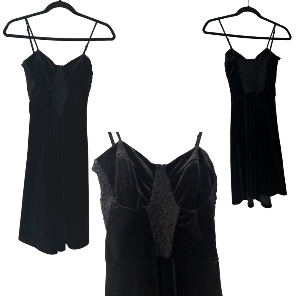 Black Velvet and Lace Dress
